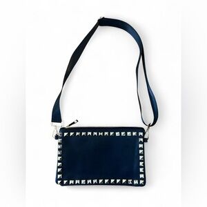 YOKI Saffiano-Style Vegan Leather Studded Clutch Crossbody – Black Gold | NWOT